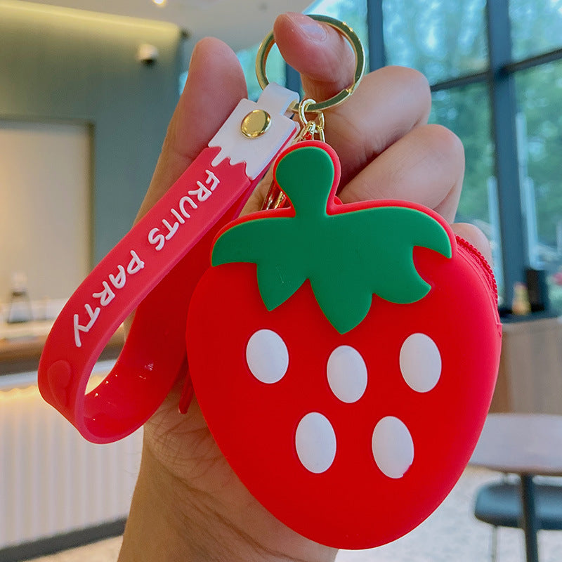 Wholesale Avocado Strawberry Cute Fruit Silicone Coin Purse Keychain